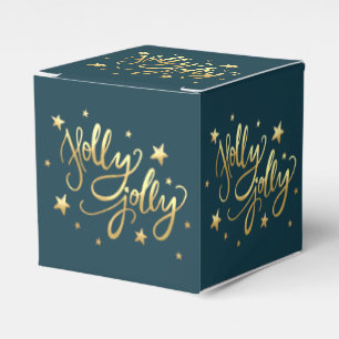 Holly Jolly   Elegant Gold Faux Foil Script Favour Box