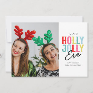 Holly Jolly Era Colourful Photo  Holiday Card