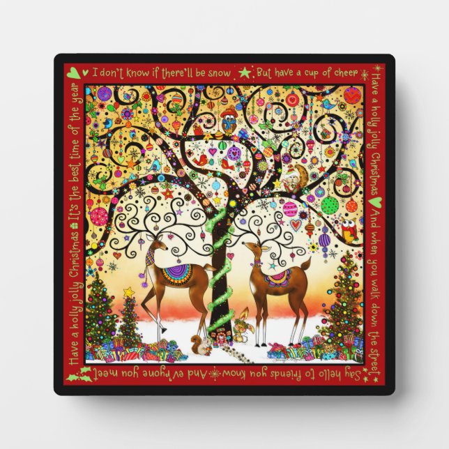 Holly Jolly Festive Christmas Plaque (Front)