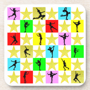 HOLLY JOLLY FIGURE SKATER CHRISTMAS DESIGN COASTER