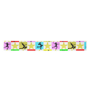 HOLLY JOLLY FIGURE SKATER CHRISTMAS DESIGN SATIN RIBBON