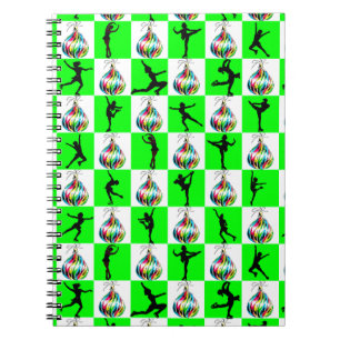 HOLLY JOLLY FIGURE SKATING CHRISTMAS DESIGN NOTEBOOK