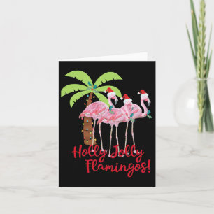 Holly Jolly Flamingos Family Christmas In July Dec Card