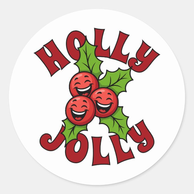 Holly Jolly Funny Laughing Holly Christmas Classic Round Sticker (Front)