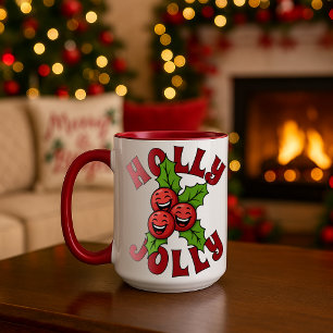Holly Jolly Funny Laughing Holly Christmas Mug