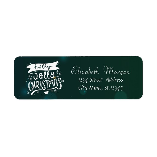 Holly Jolly,Green Holiday, Christmas Return Address Label (Front)