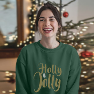 Holly Jolly Green Merry Christmas Long Sleeve T-Shirt