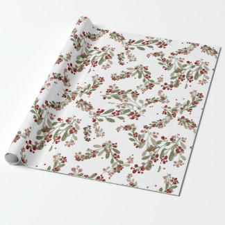 Holly Jolly Greens ; Red Fruits & Yuletide Leaves Wrapping Paper