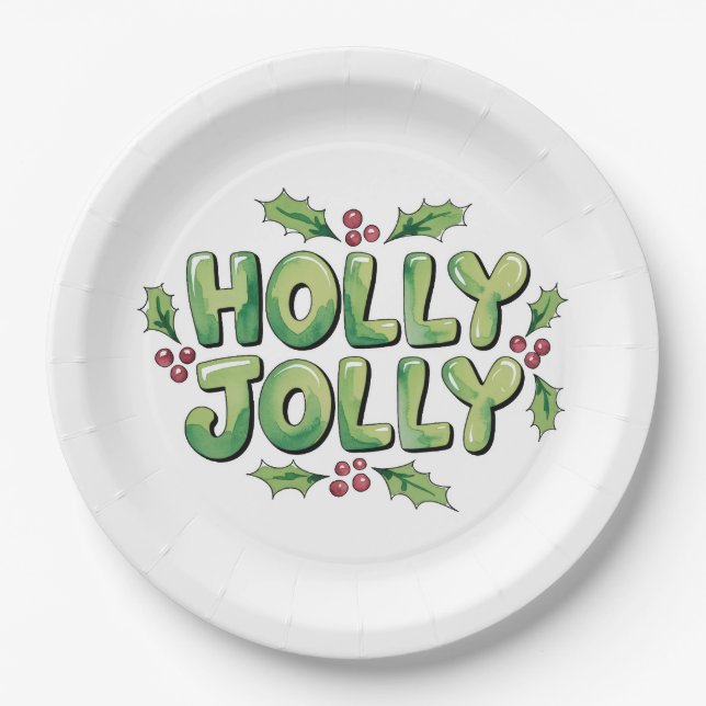 Holly Jolly Harmony Paper Plate (Front)