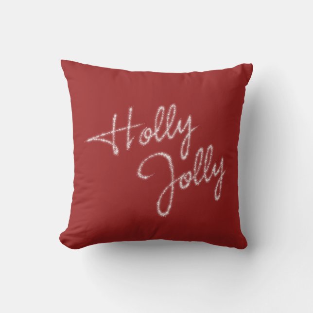 Holly Jolly Holiday Cushion in red (Front)