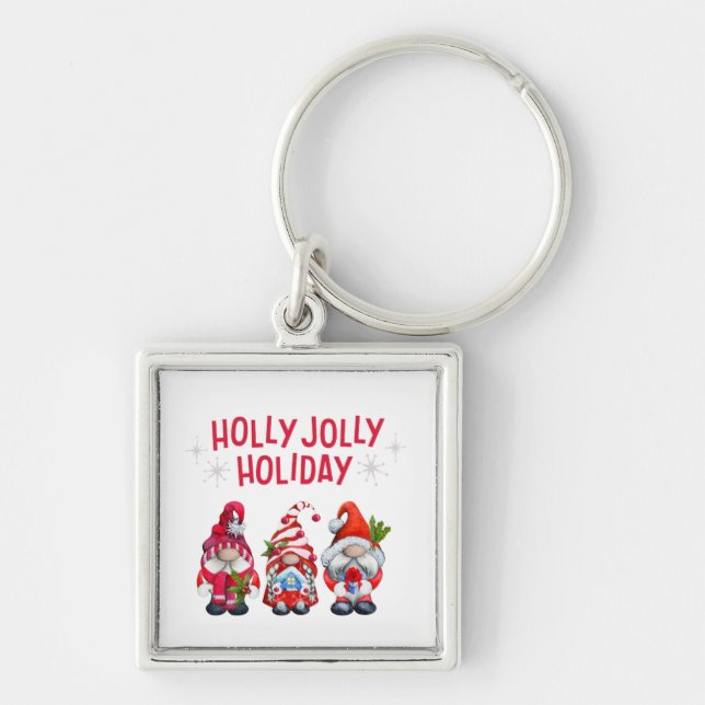Holly Jolly Holiday Gnomes    Key Ring (Front)