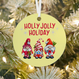 Holly Jolly Holiday Gnomes Metal Tree Decoration