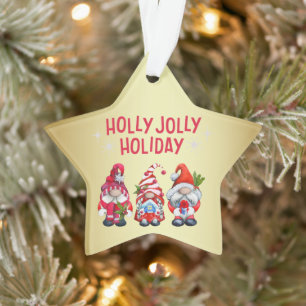 Holly Jolly Holiday Gnomes Ornament