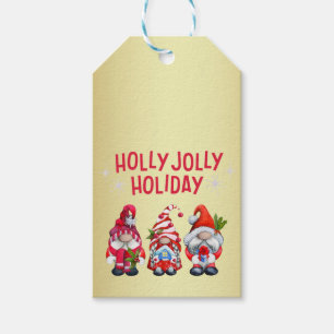 Holly Jolly Holiday Gnomes Whimsical Christmas Gift Tags