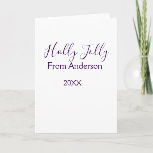 Holly Jolly holidays add name family year purple s Card