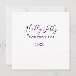 Holly Jolly holidays add name family year purple s Holiday Card