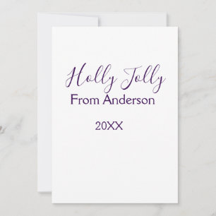 Holly Jolly holidays add name family year purple s Invitation