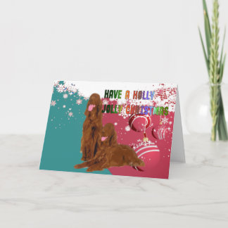 Holly Jolly Irish Setter Card