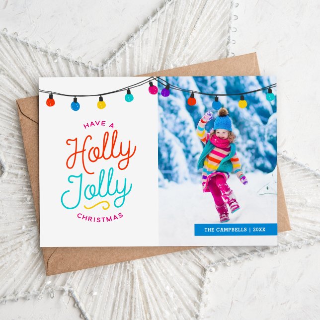 Holly Jolly | Magnetic Holiday Photo Card (Creator Uploaded)