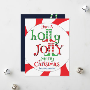 Holly Jolly Merry Christmas Elf Holiday Card