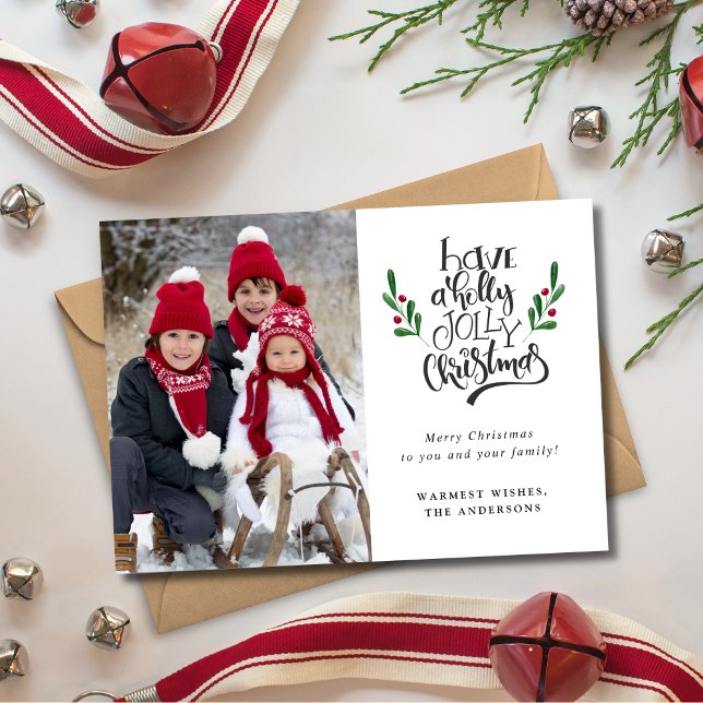 Holly Jolly Merry Christmas Photo Holiday Card (Creator Uploaded)