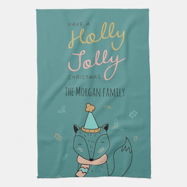 Holly Jolly⎢ Monogram Kitchen Towel (Vertical)