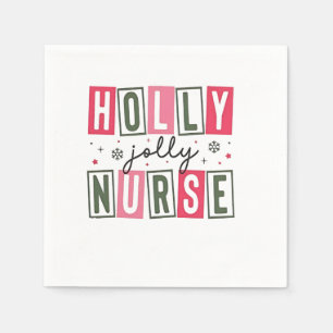 Holly Jolly Nurse Christmas Xmas Nursing Life Napkin
