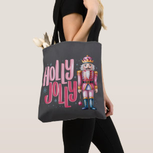 Holly Jolly Nutcracker Christmas Coquette Preppy Tote Bag