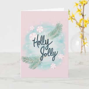 Holly Jolly - Pastel - Christmas - Greeting -  Card