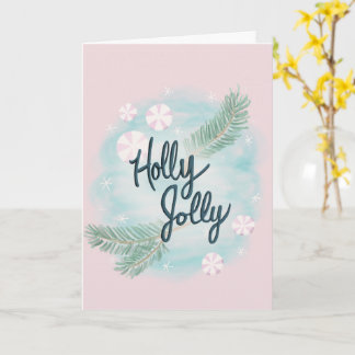 Holly Jolly - Pastel - Christmas - Greeting -  Card