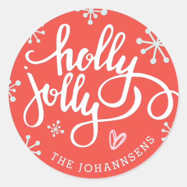 Holly Jolly Personalised Holiday Stickers (Front)