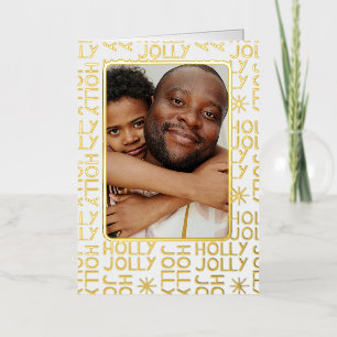 Holly Jolly Personalised Photo Christmas Foil Holiday Card
