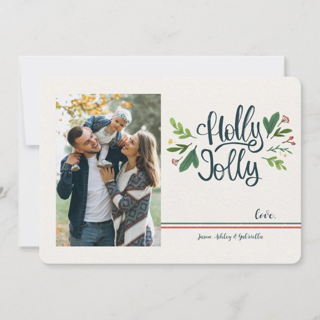 Holly Jolly Photo Holiday Greeting Card (Front)