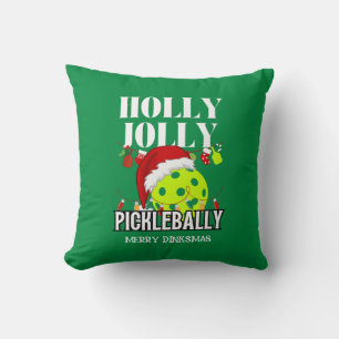 HOLLY JOLLY PICKLEBALLY Christmas Green Cushion