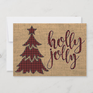 holly jolly Plaid Christmas Tree Photo Card