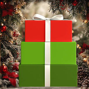 Holly Jolly Red and Green Holiday Solids Wrapping Paper Sheet