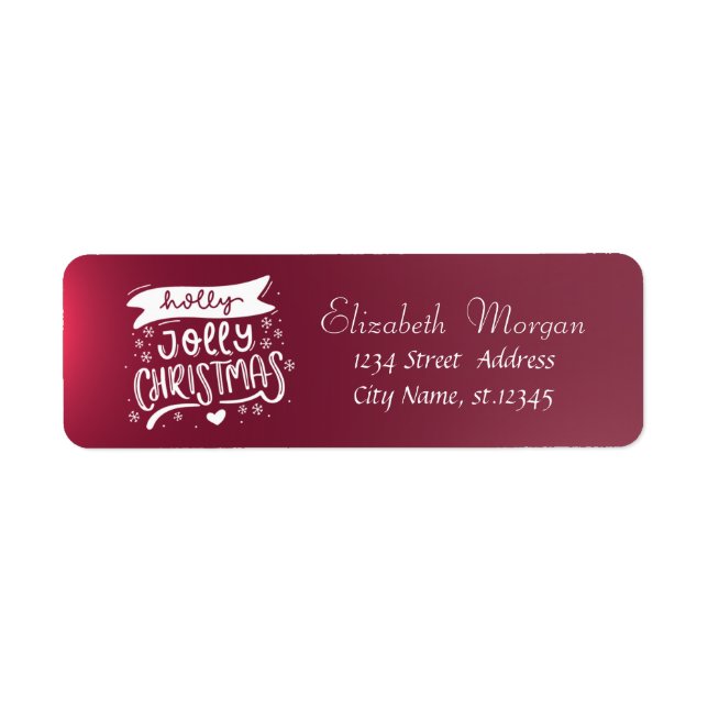 Holly Jolly, Red Holiday,Christmas Return Address Label (Front)