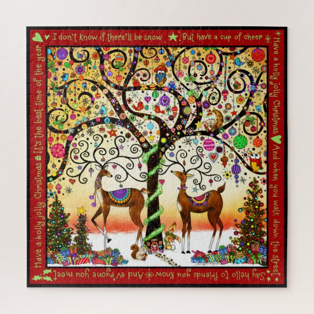 Holly Jolly Reindeer puzzle (Vertical)