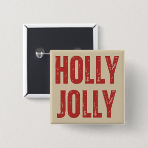 Holly Jolly Retro Family Christmas Matching  15 Cm Square Badge