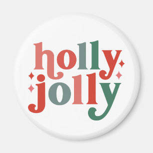 Holly Jolly - Retro Holiday Typography Magnet