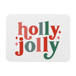 Holly Jolly - Retro Holiday Typography Magnet