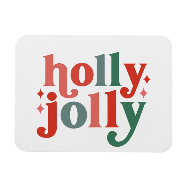 Holly Jolly - Retro Holiday Typography Magnet (Horizontal)