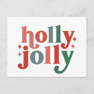 Holly Jolly - Retro Holiday Typography Postcard