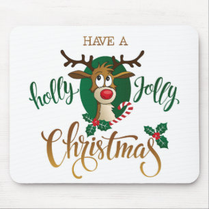 Holly Jolly Rudolph Mouse Pad