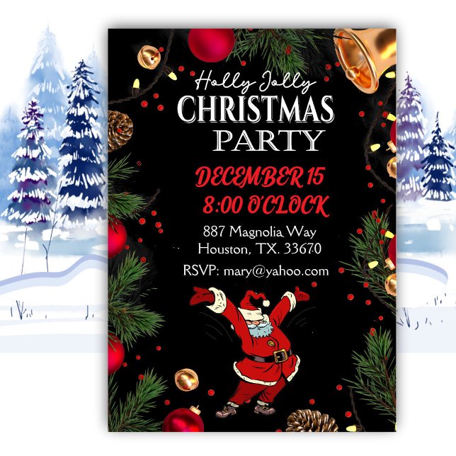Holly Jolly Santa Christmas Party Invitation (Creator Uploaded)