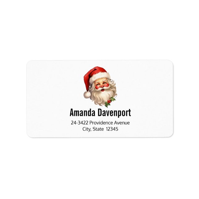 Holly Jolly Santa Claus Retro Christmas Address Label (Front)