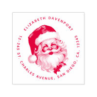 Holly Jolly Santa Claus Retro Christmas Address