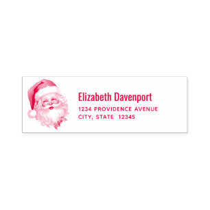Holly Jolly Santa Claus Retro Christmas Address Self-inking Stamp
