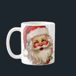 Holly Jolly Santa Claus Retro Christmas Coffee Mug<br><div class="desc">A mug with a joyful illustration of a vintage style Santa Claus with red rosy cheeks. wearing his classic red Santa hat and his big white bear. A sprig of holly adds to the festive holiday spirit of this design.</div>