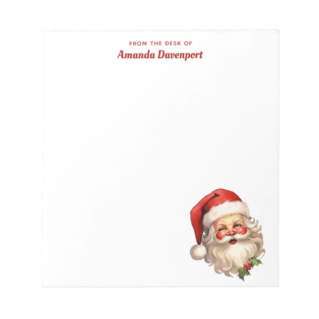 Holly Jolly Santa Claus Retro Christmas Notepad (Front)